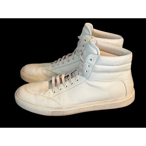 KOIO Primo Triple White High Top Sneakers •Men 45/12• Leather Made In Italy $325 main image 8